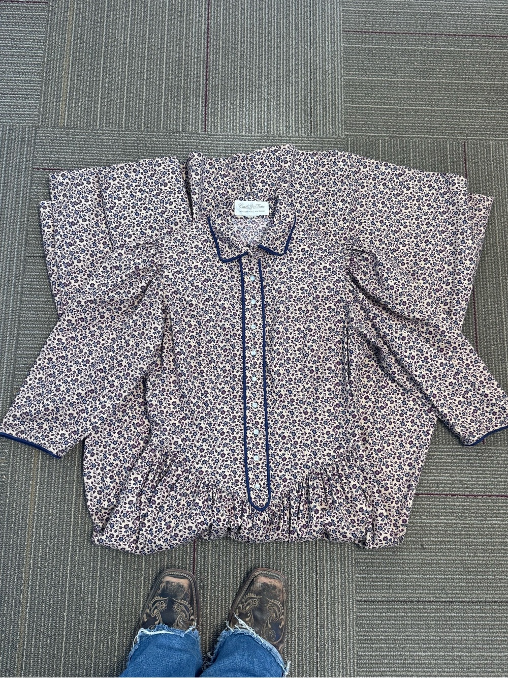 Vintage Castle Kate Jackson Hole Wyoming Prairie Floral Western Dress M